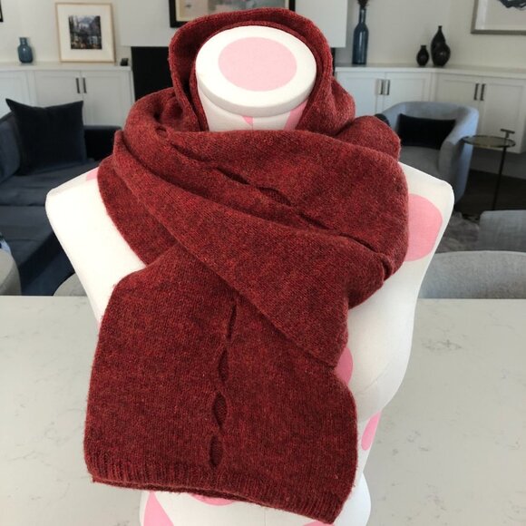 Vintage Wool + Acrylic Scarf w Cut-out Design Rust Blend Size OS - Picture 4 of 9